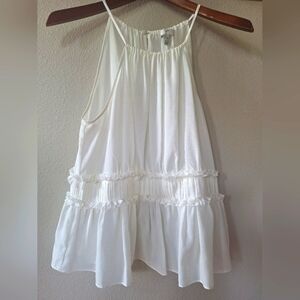 Joie Womens Ivory Shawnette Ruffle Halter Top Lightweight Size M